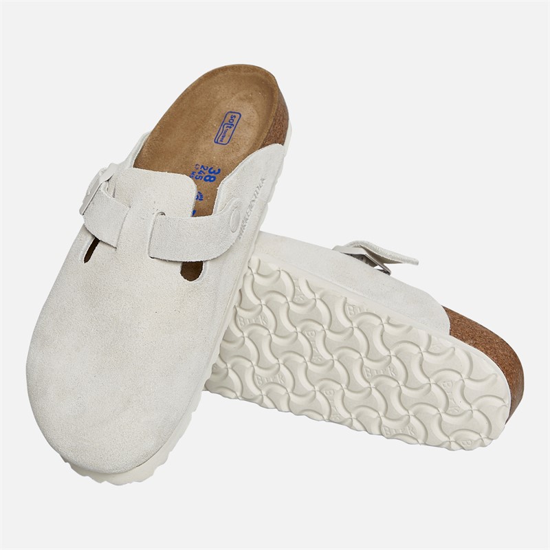 Birkenstock Womens Boston Clogs Antique White