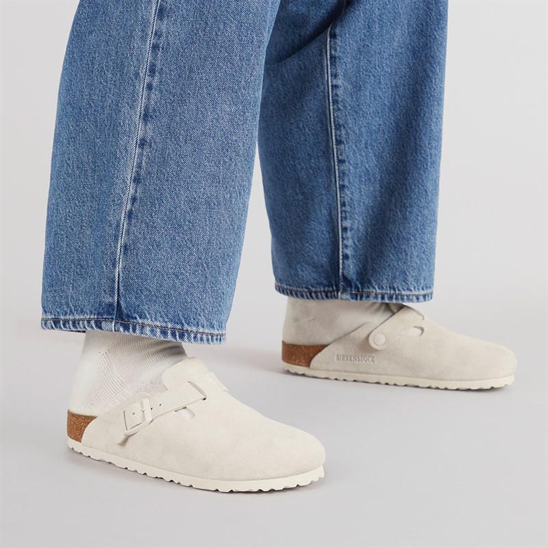 Birkenstock Womens Boston Clogs Antique White