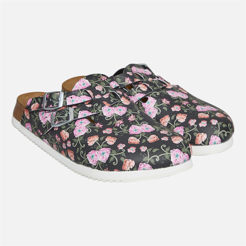 Birkenstock Womens Kay Clogs Blooming Roses Black