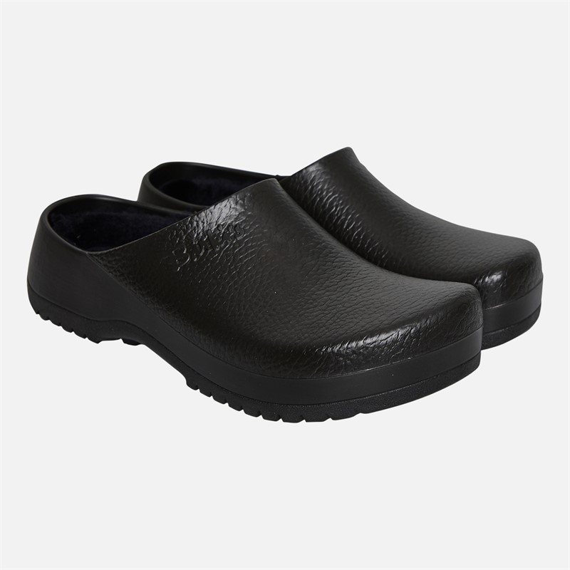 Birkenstock Super Birki PU Fur Lined Clogs Black
