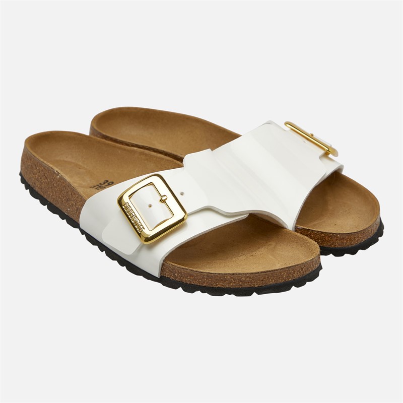 Birkenstock Damen Catalina Cushion Schnalle Pantoletten Patent White