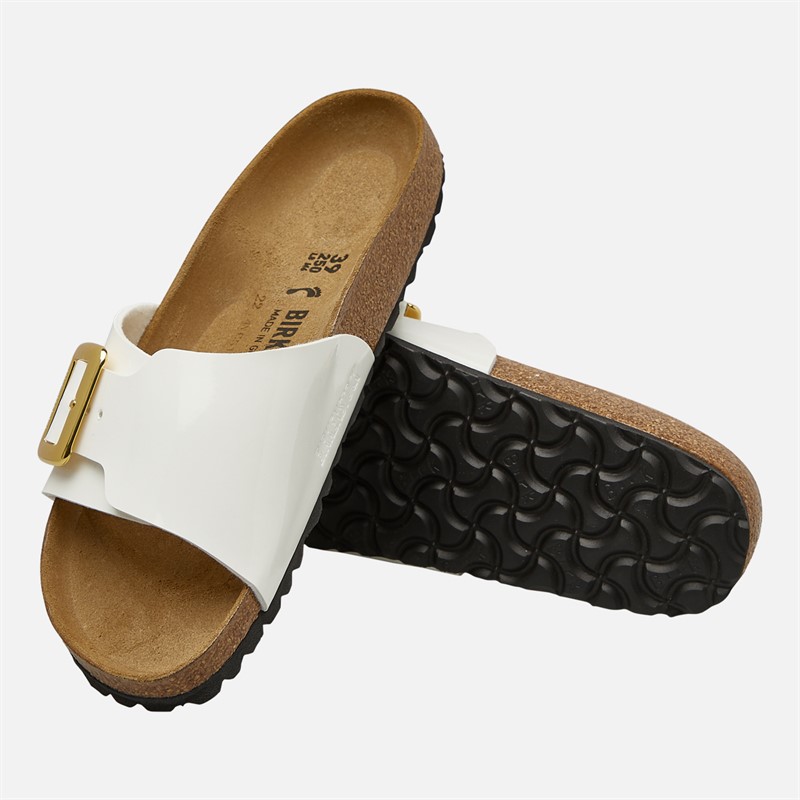 Birkenstock Damen Catalina Cushion Schnalle Pantoletten Patent White