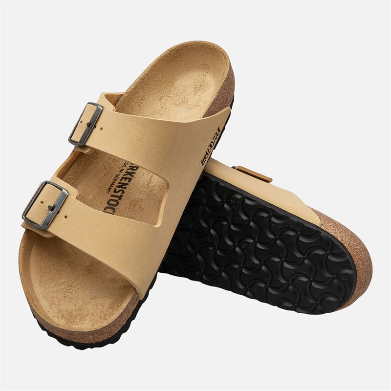 Birkenstock Heren Arizona Dubbele Gesp Nubuck Sandalen Latte Cream