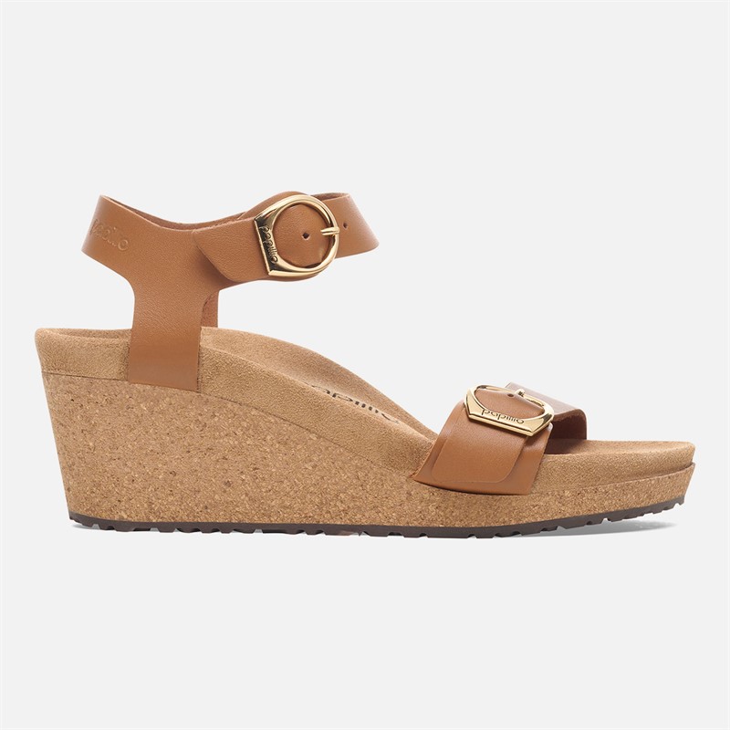 Birkenstock Damesko Soley Ring Spænde Smal Pasform Kile Sandaler Ginger Brown