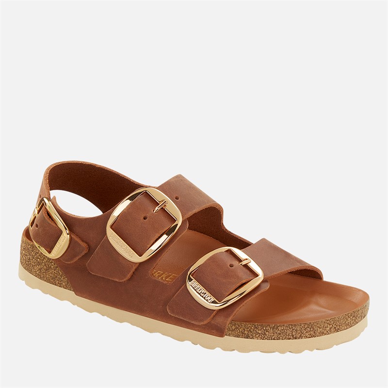 Birkenstock Womens Milano Big Buckle Sandals Cognac