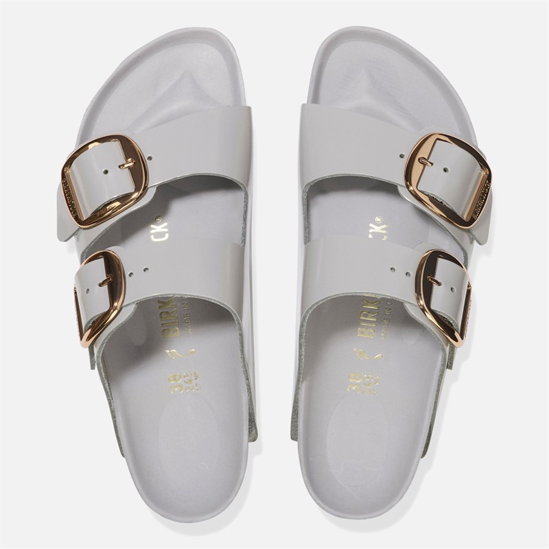 Birkenstock Womens Arizona Big Buckle Dual Strap Sandals High Shine Stone Coin