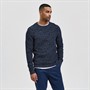 Selected Heren Homme Slhvince Bubble W Noos Crew Neck jumpers Gemeleerd Marineblauw