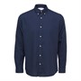 Selected Heren Homme Slh-Pina Flannel But Down O Overhemden met lange mouwen Marineblauw