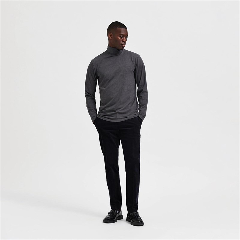Selected Heren Homme Slhrory Tee B T-shirts met lange mouwen Donkergrijs