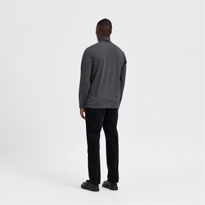 Selected Heren Homme Slhrory Tee B T-shirts met lange mouwen Donkergrijs