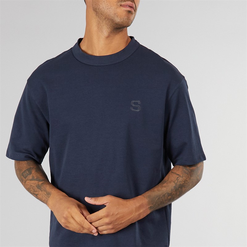 Selected Homme Mens Chester Short Sleeve Binding T-Shirt Outer Space