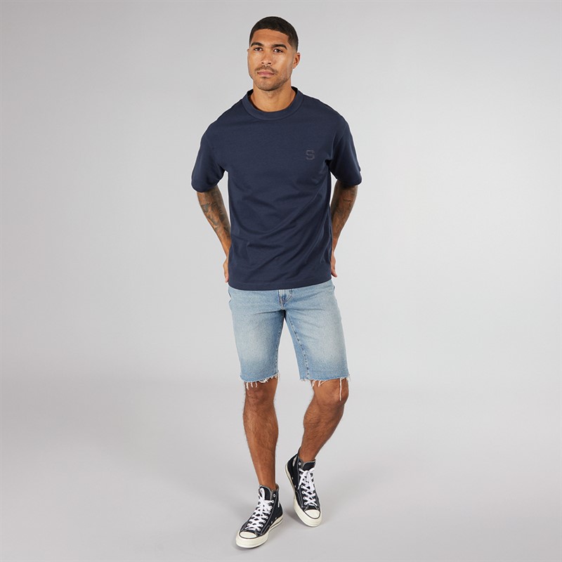 Selected Homme Mens Chester Short Sleeve Binding T-Shirt Outer Space