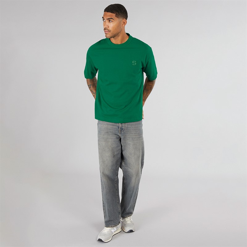 Selected Homme Mens Chester Short Sleeve Binding T-Shirt Verdant Green