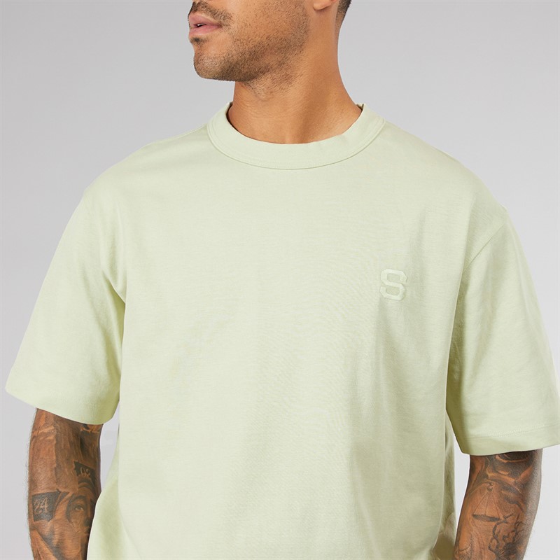 Selected Homme Mens Chester Short Sleeve Binding T-Shirt Almost Aqua