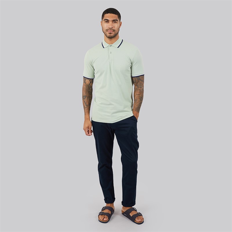 Selected Mens Atlas Short Sleeve Polo Shirt Aqua Gray