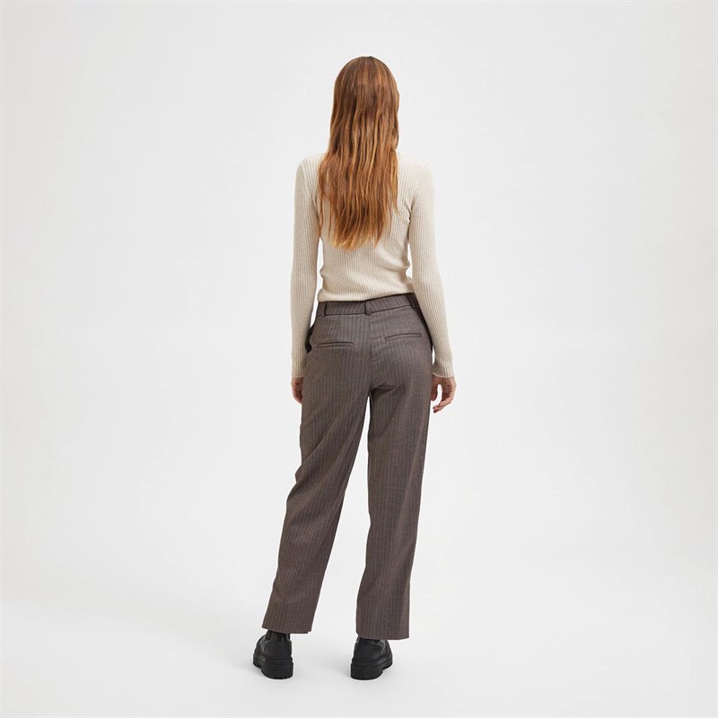 Selected Femme Pull à col roulé Womes Pullover Femme Beige
