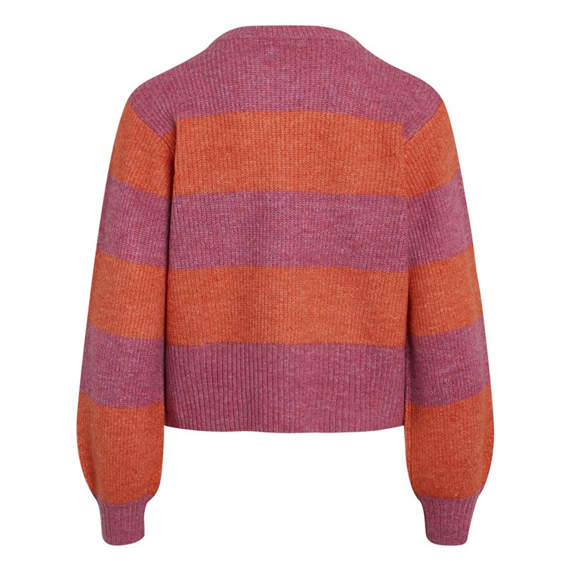 SIRUP COPENHAGEN Pull à Col Ras-du-Cou Hanna Stripe Pullover Femme Rose Foncé