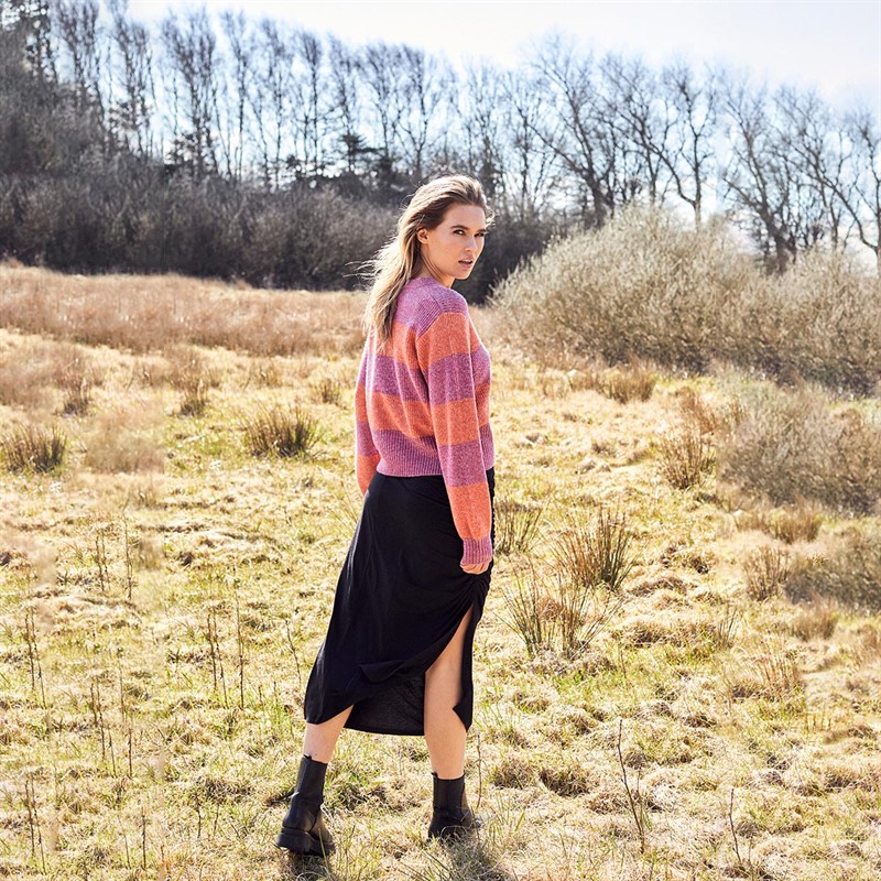 SIRUP COPENHAGEN Pull à Col Ras-du-Cou Hanna Stripe Pullover Femme Rose Foncé