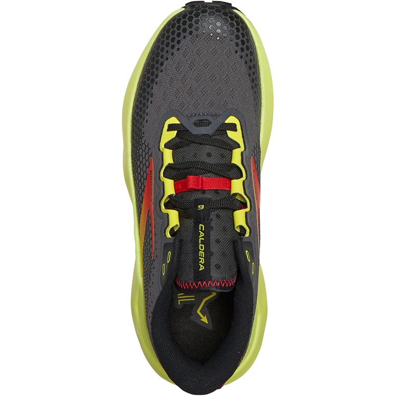 BROOKS Mens Caldera 6 Long Distance Trail Running Shoes Black/Fiery Red/Blazing Yellow