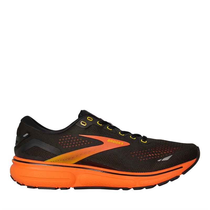 BROOKS Mens Ghost 15 Neutral Running Shoes Black/Yellow/Red