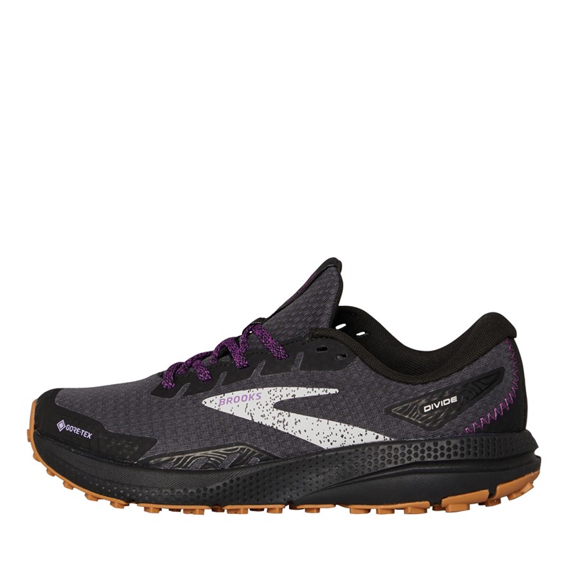 BROOKS Womens Divide 4 Gore-Tex Trail Running Shoes Black/Blackened Pearl/Purple