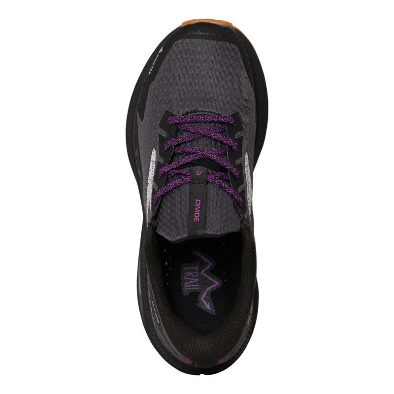 BROOKS Womens Divide 4 Gore-Tex Trail Running Shoes Black/Blackened Pearl/Purple