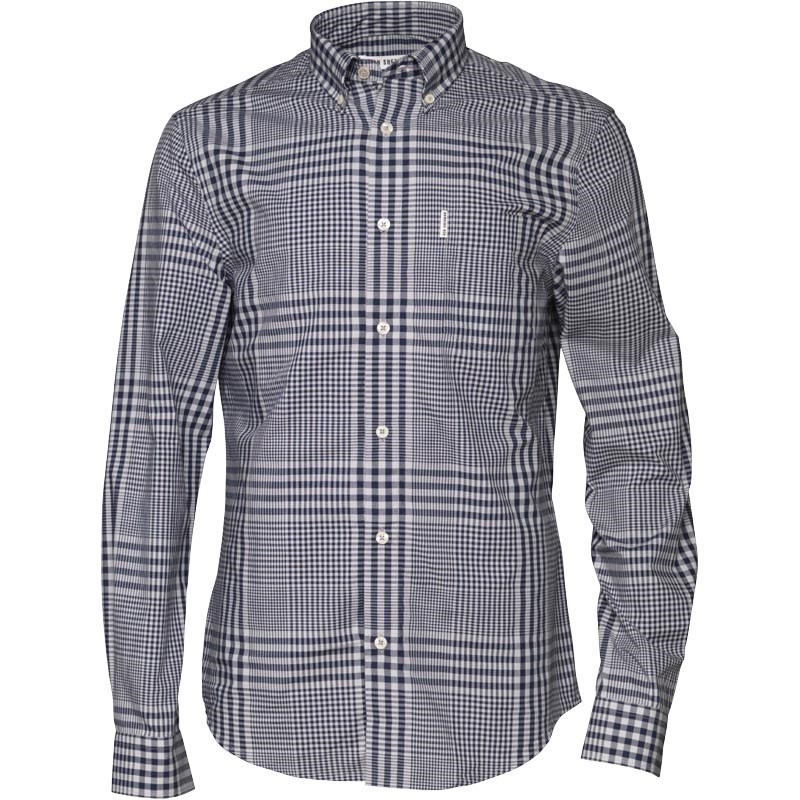 Buy Ben Sherman Mens Mixed Gingham Shirt Victoria Blue