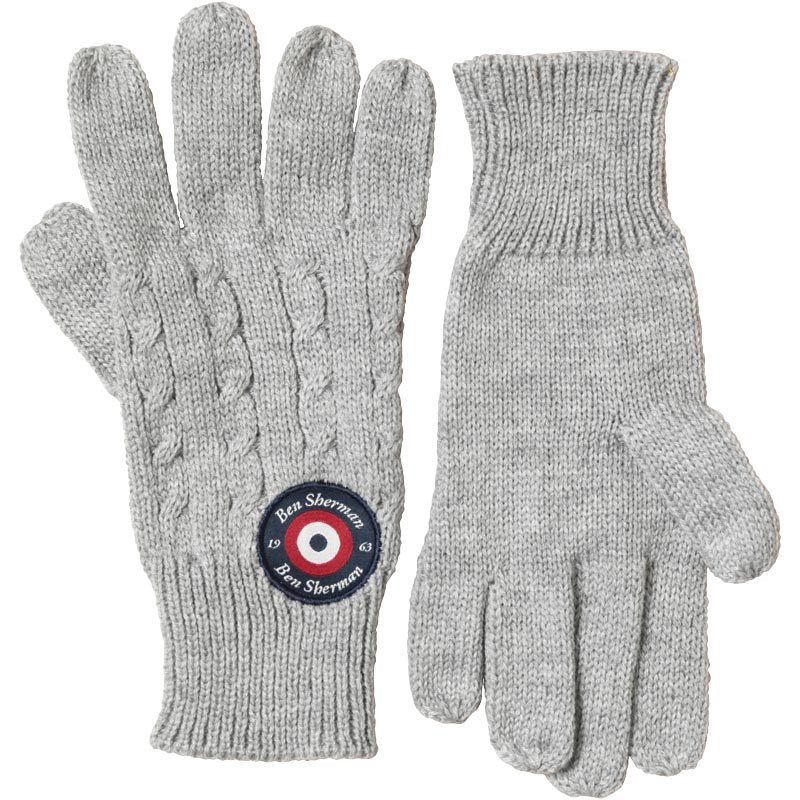Buy Ben Sherman Boys Cable Knit Gloves Grey Marl
