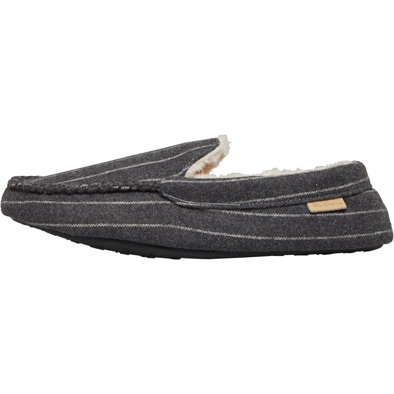Ben Sherman Mens Aman Moccasin Slippers Grey/Ecru