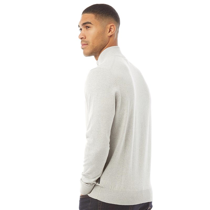 Ben Sherman Mens 1/4 Zip Funnel Neck Jumper Grey Marl