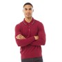 Ben Sherman Mens Long Sleeved Knitted Tipped Polo Dark Red
