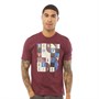 Ben Sherman Męskie Geo Poster T-shirty Burgund