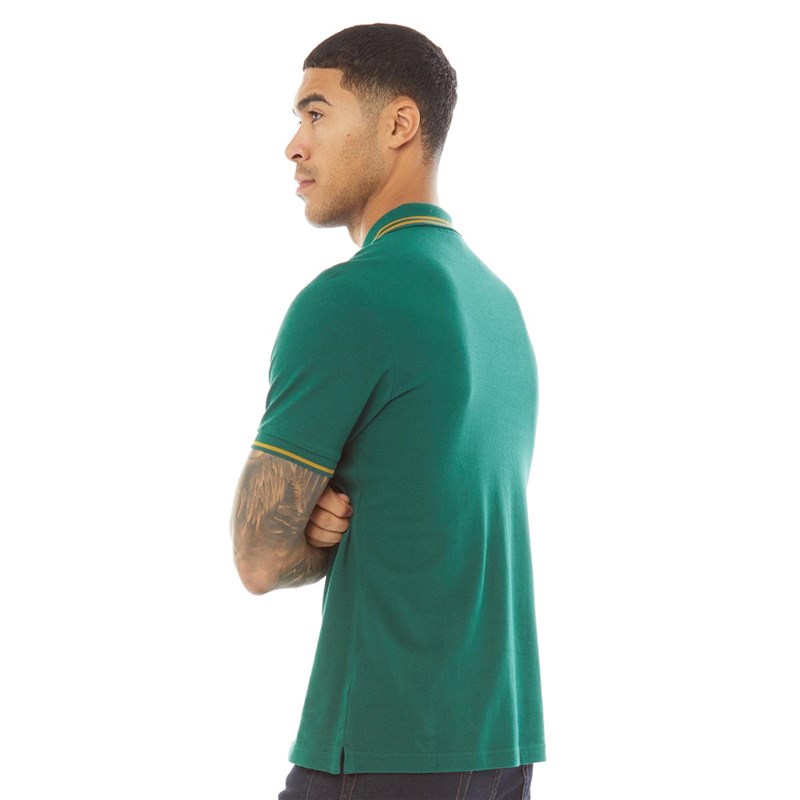 Ben Sherman Mens Twin Tipped Polo Forest/Gold Tip