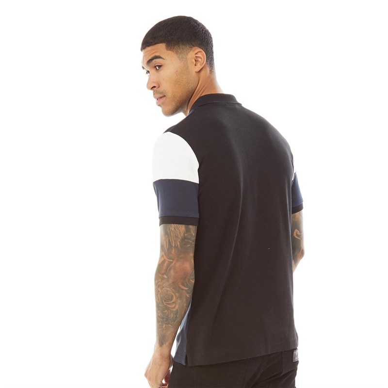 Ben Sherman Mens Vertical Colour Block Polo Black