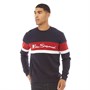 Ben Sherman Mens Chest And Arm Panel Crew Sweatshirt Navy