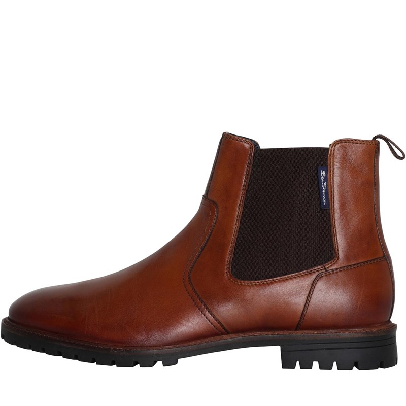 Ben Sherman Herren Baron Leder Chelsea Stiefel Braun