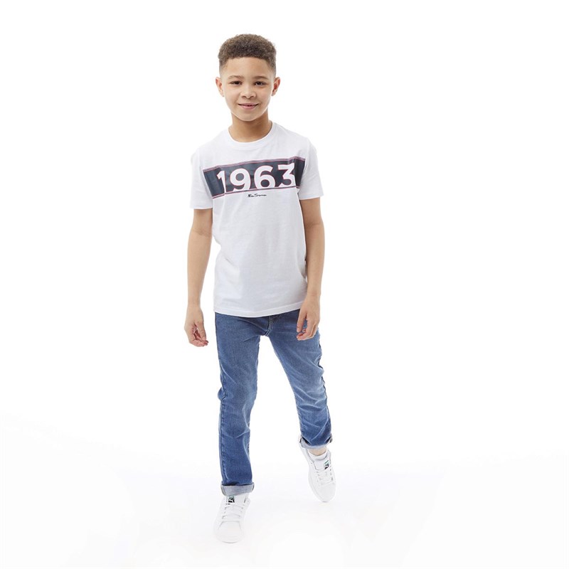 Ben Sherman Boys Retro Sports 1963 T-Shirt Bright White