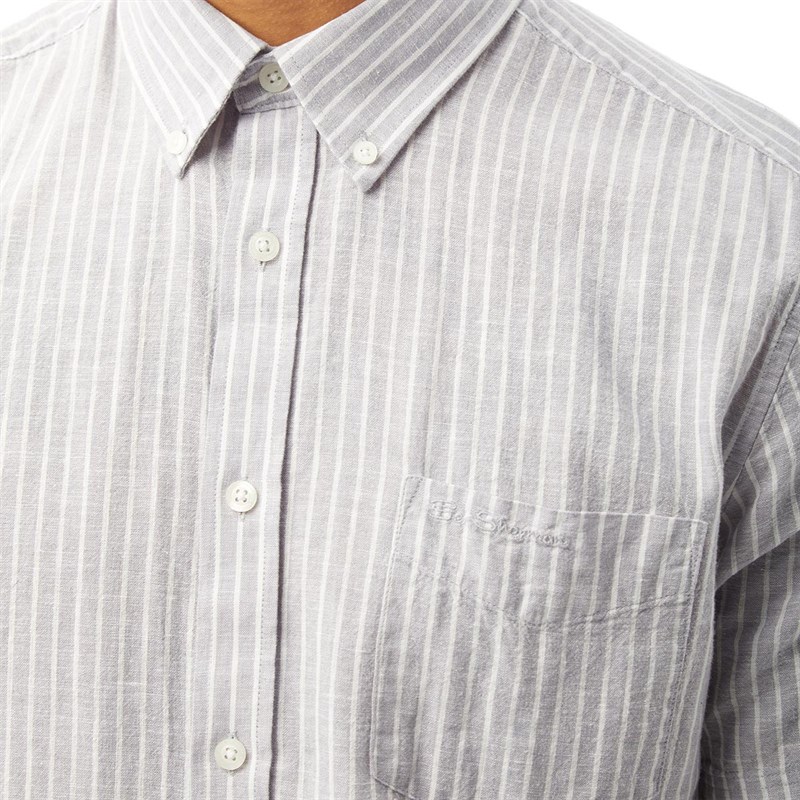 Ben Sherman Męskie Koszula z Krótkim Rękawem Lekki Szary