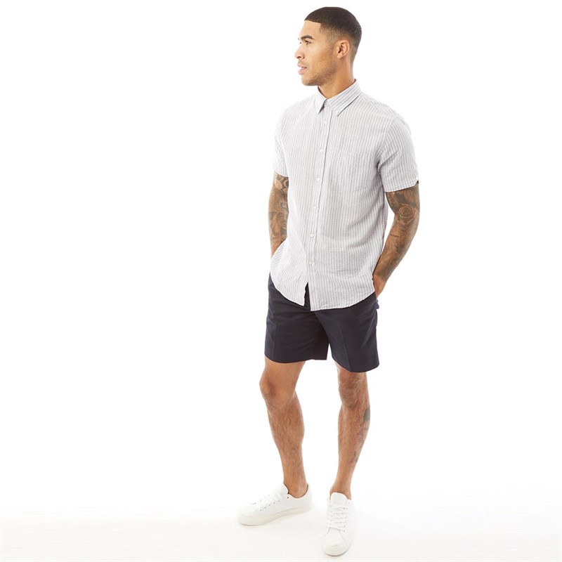 Ben Sherman Męskie Koszula z Krótkim Rękawem Lekki Szary