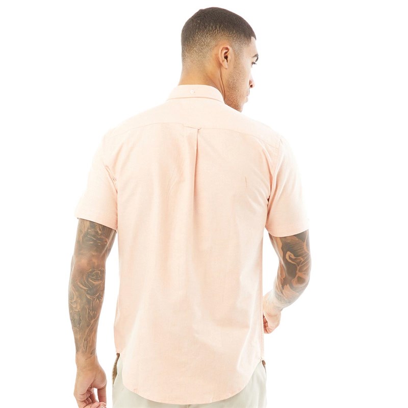 Ben Sherman Mens Short Sleeve Oxford Shirt Tangerine