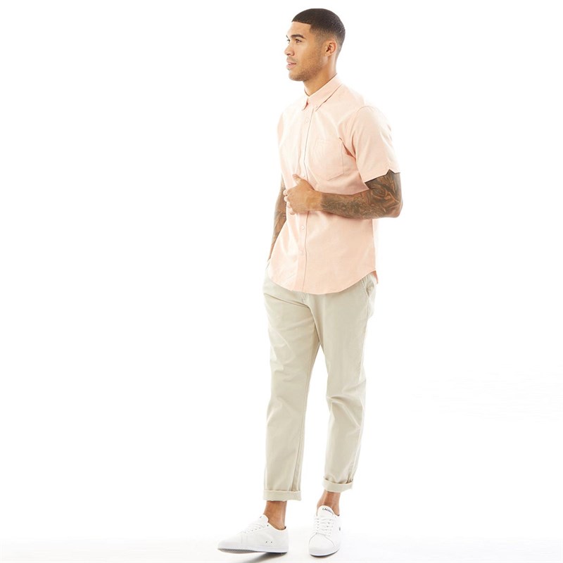 Ben Sherman Mens Short Sleeve Oxford Shirt Tangerine