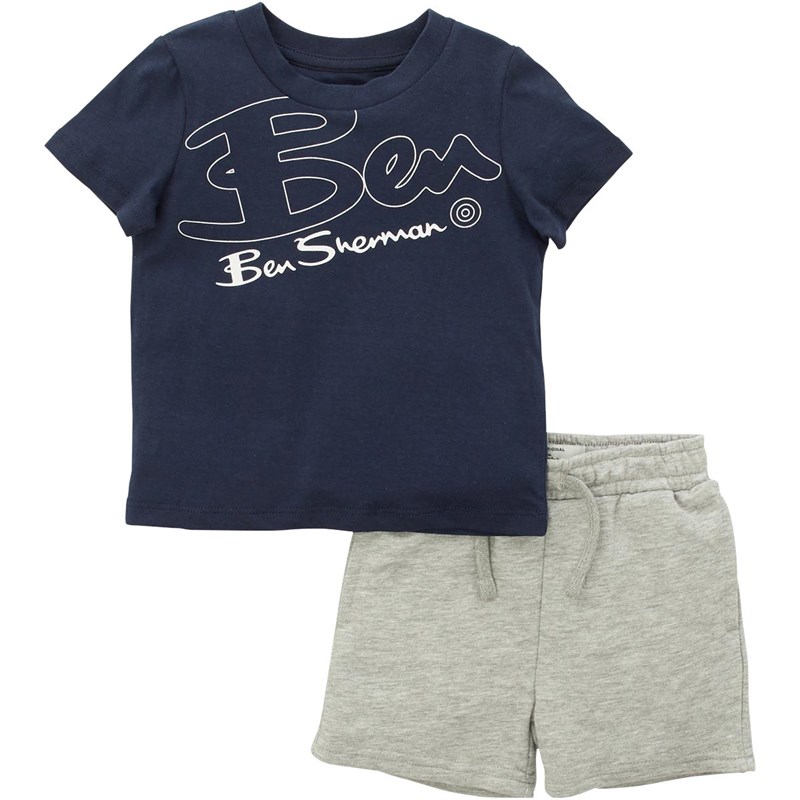 Ben Sherman Baby Logo T-Shirt And Shorts Set Navy Blazer