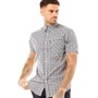 Ben Sherman Herren Hemd mit kurzem Arm Blaukariert