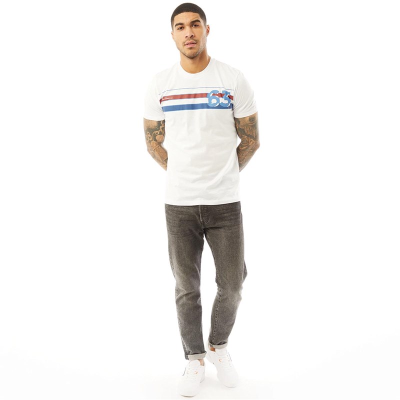 Ben Sherman Mens 1963 Retro Stripe T-Shirt White