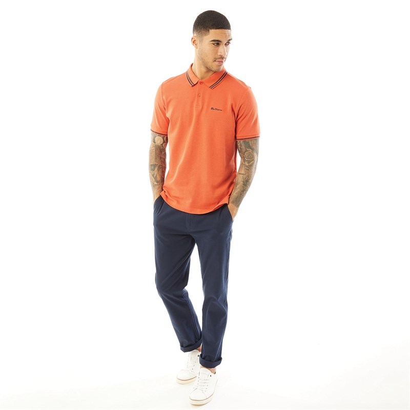 Ben Sherman Mens Twin Tipped Polo Mango