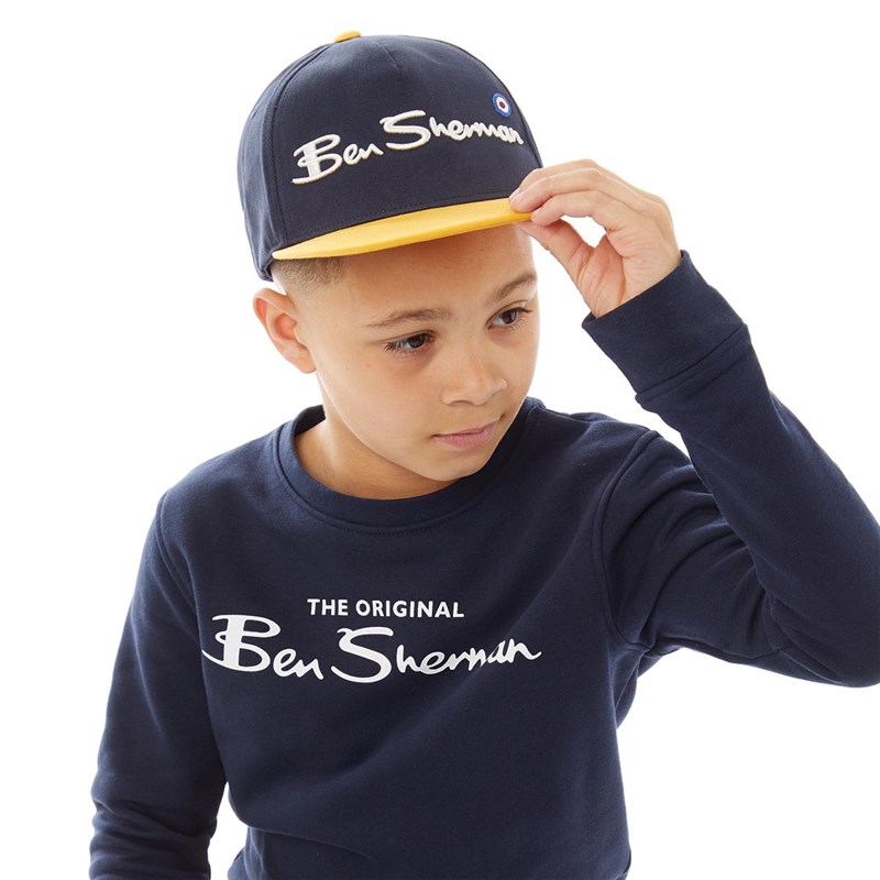 Ben Sherman Boys Script Text Cap Navy Blazer