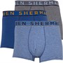 Ben Sherman Mens Kenji Three Pack Boxer Trunks Blue/Navy/Porcelain Blue Stripe