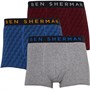 Ben Sherman Mens Rehan Three Pack Boxer Trunks Red/Blue Geo Print