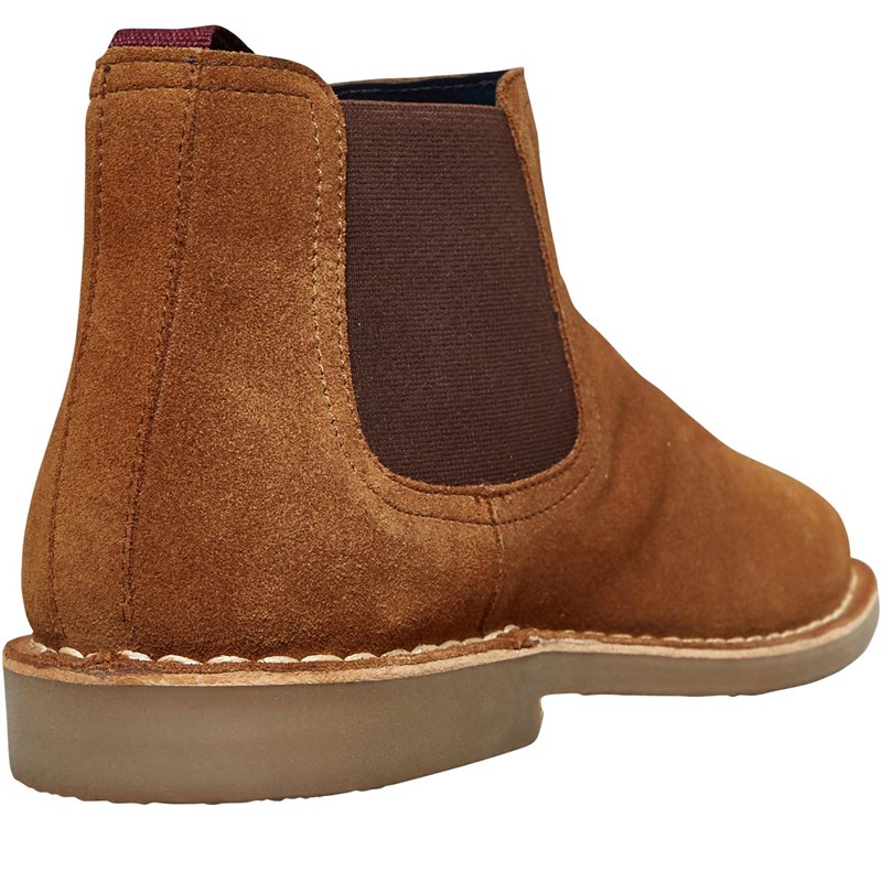 Ben Sherman Mens Garcia Suede Chukka Chelsea Boots Tan