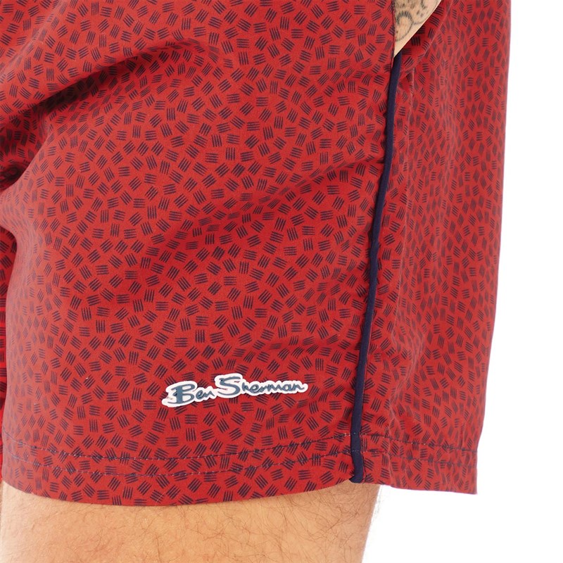 Ben Sherman Mens Maui Swim Shorts Dawn Red